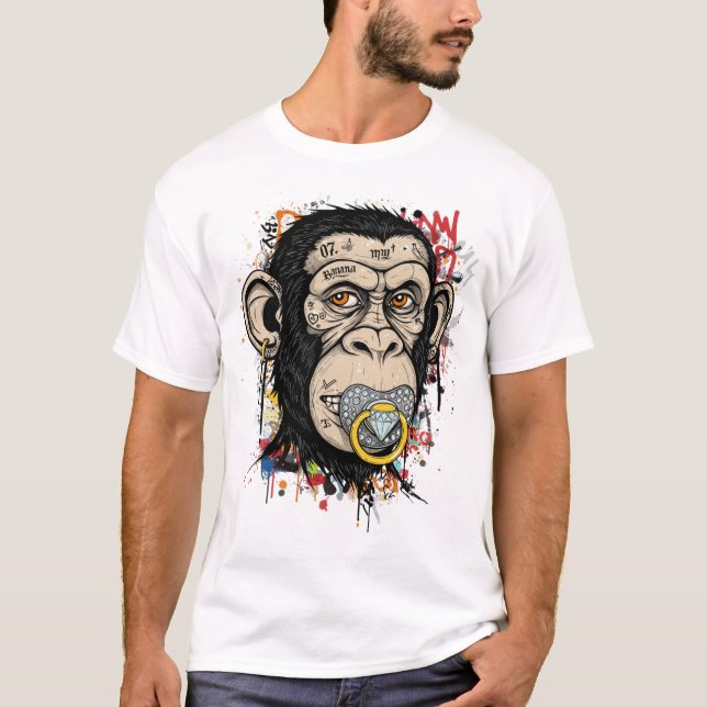 Graffiti Monkey Face Art – Abstract Street Style T-Shirt (Front)