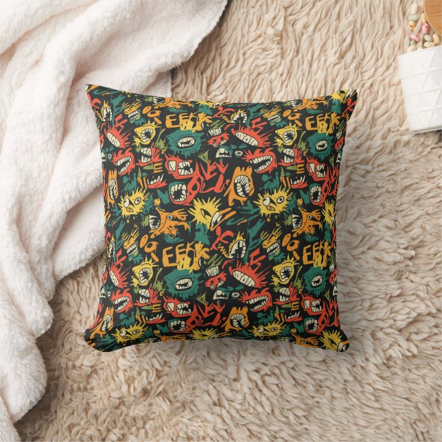 Graffiti Monster Eek Black Halloween (1) Cushion (Blanket)