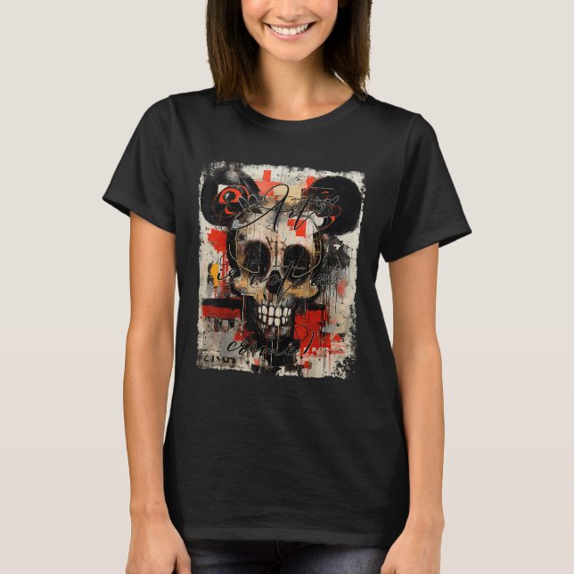 Graffiti Mouse Head Biker Skull Tattoo Horror Skul T-Shirt (Front)