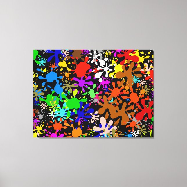 Graffiti Multi Paint Splatter Wallpaper Design Canvas Print (Front)