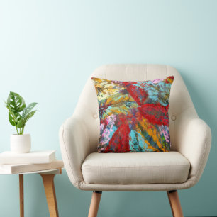 graffiti Mural Urban street art abstract leaves Cushion