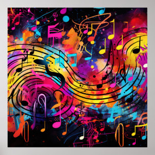 Graffiti Musical Notes Poster