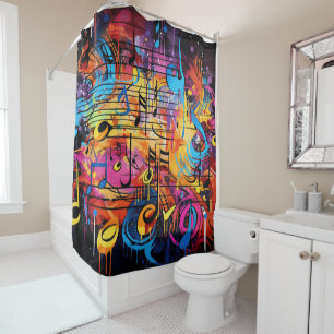 Graffiti Musical Notes Shower Curtain