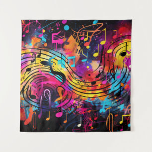 Graffiti Musical Notes Tapestry
