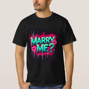 Graffiti Neon Marry Me Mens Tshirt