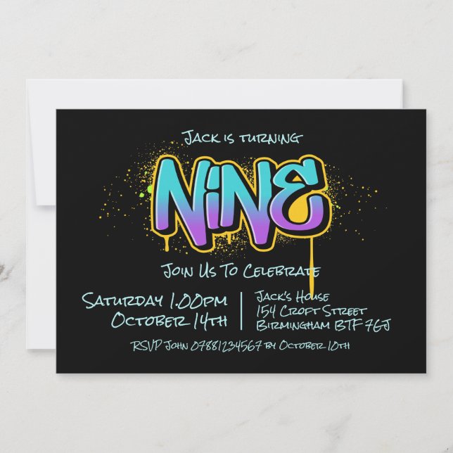Graffiti Nine Invitation (Front)