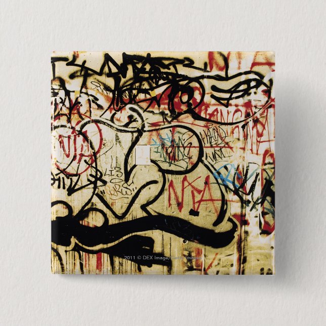 Graffiti on a wall 15 cm square badge (Front)