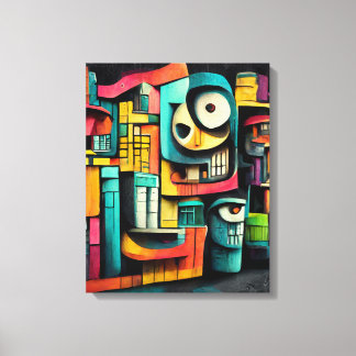 Graffiti on Black Background 3d Painting  Canvas Print