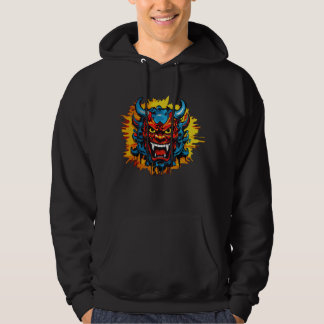 Graffiti Oni Mask Illustration Bold and Unique Art Hoodie