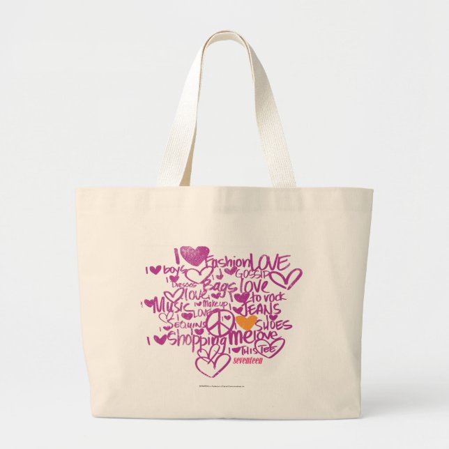 Graffiti Orange/Purple Large Tote Bag (Front)