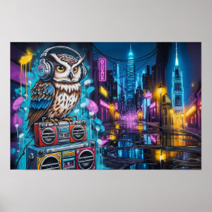 Graffiti Owl Groove Poster