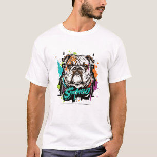 Graffiti Paint English Bulldog Creative Art Fun T-Shirt