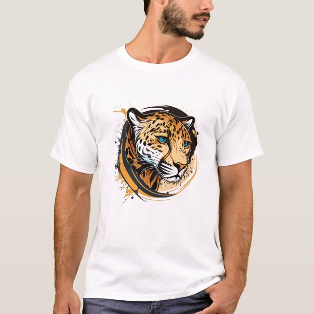 Graffiti Paint Jaguar Creative Art Drawing T-Shirt (Front)