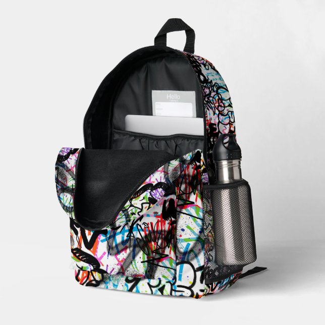 Graffiti Pattern  Printed Backpack (Back Corner Right (Open))