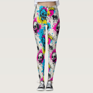 Graffiti Pattern with Neon Colors and Urban Grunge Leggings