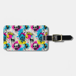 Graffiti Pattern with Neon Colors and Urban Grunge Luggage Tag