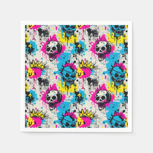 Graffiti Pattern with Neon Colors and Urban Grunge Napkin (Front)