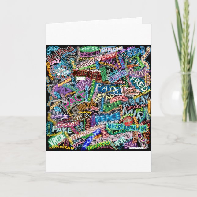 graffiti peace international translation holiday card (Front)