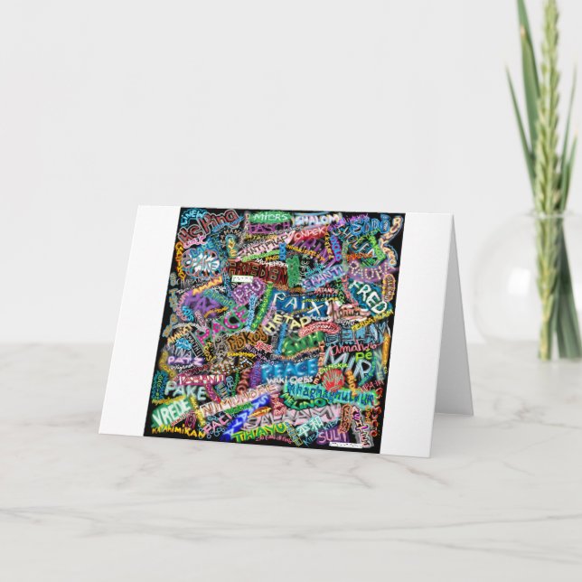 graffiti peace international translation holiday card (Front)