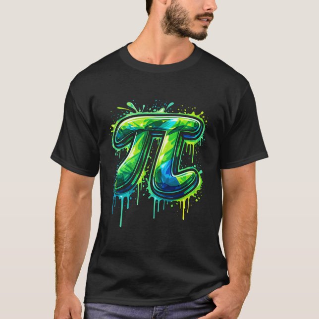 Graffiti Pi Symbol Spray Paint Math Nerd Graphic T-Shirt (Front)