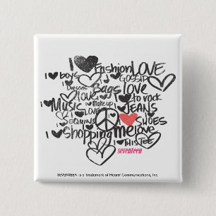 Graffiti Pink 15 Cm Square Badge