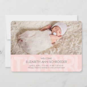 Graffiti Pink Baby Birth Announcement Card