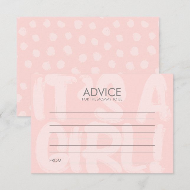 Graffiti Pink Baby Shower Advice Card For Mum (Front/Back)