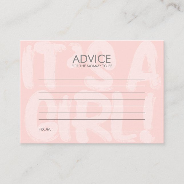 Graffiti Pink Baby Shower Advice Card For Mum (Front)