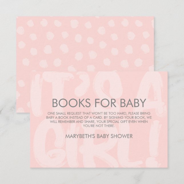 Graffiti Pink Baby Shower Bring A Book Request Invitation (Front/Back)