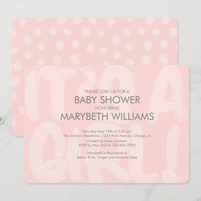 Graffiti Pink Baby Shower Invitation (Front/Back)
