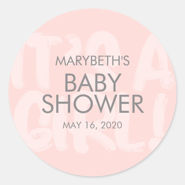Graffiti Pink Baby Shower Sticker (Front)