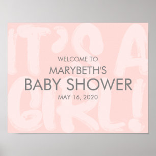 Graffiti Pink Baby Shower Welcome Sign