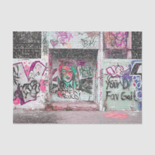 Graffiti Pink Green Grunge Urban Street Wall Art Tissue Paper