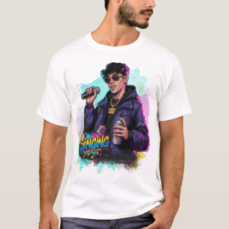 Graffiti Pop Singer with Mic & Spray Can T-Shirt