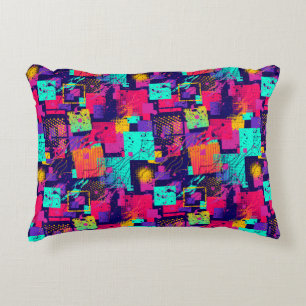 Graffiti print teen abstract pixel art pattern decorative cushion