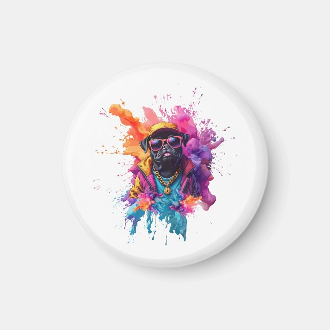 "Graffiti Pug Magnet – Urban Street Art Dog Fridge (Front)