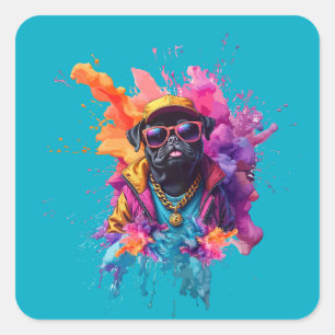 "Graffiti Pug Sticker – Urban Street Art Dog Decal