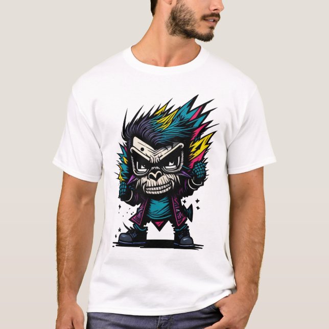 Graffiti Punk Monkey Tee! T-Shirt (Front)