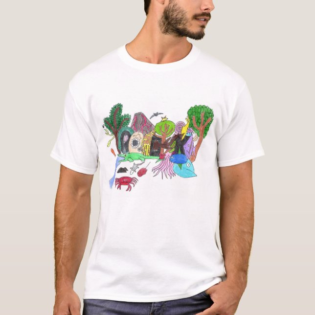 Graffiti Punk Rock Design #1: Animals "ROCK" Colou T-Shirt (Front)