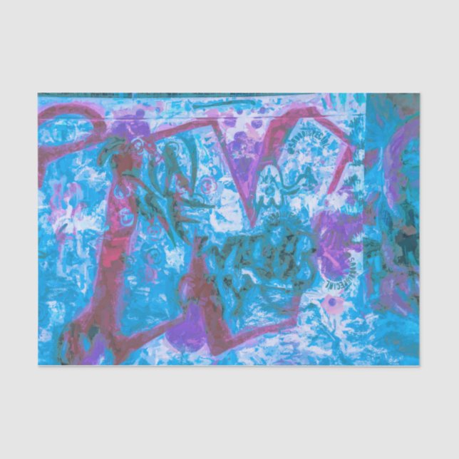 Graffiti Purple Blue Urban Street Painted Wall Art Tissue Paper (Front)