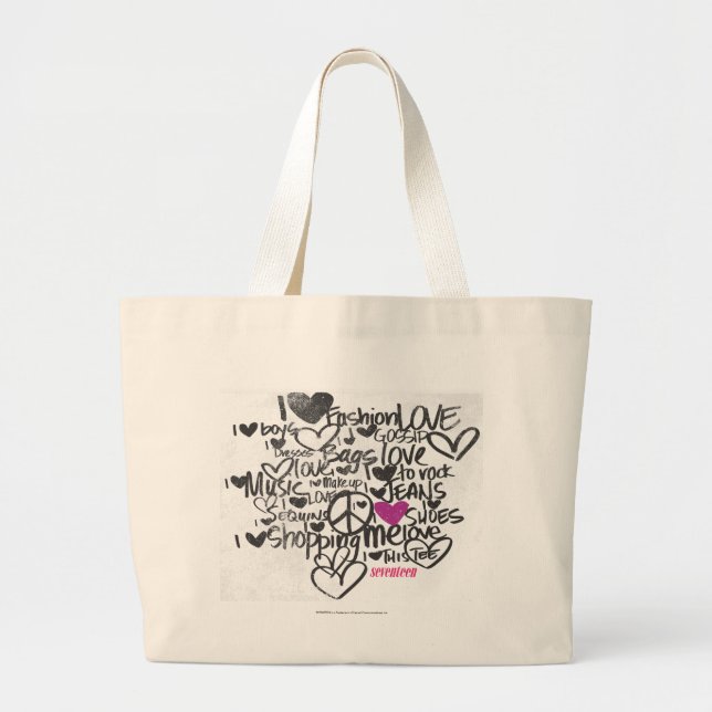 Graffiti Purple Large Tote Bag (Front)