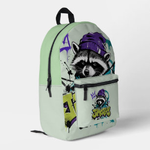 Graffiti Racoon Street Art Urban Punk Style Printed Backpack