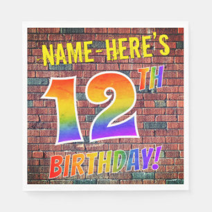 Graffiti Rainbow Look 12TH BIRTHDAY! + Custom Name Napkin