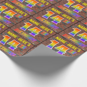 Graffiti Rainbow Look 14TH BIRTHDAY! & Custom Name Wrapping Paper