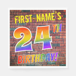 Graffiti Rainbow Look 24TH BIRTHDAY! + Custom Name Napkin