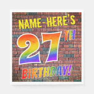 Graffiti Rainbow Look 27TH BIRTHDAY! + Custom Name Napkin