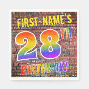 Graffiti Rainbow Look 28TH BIRTHDAY! + Custom Name Napkin