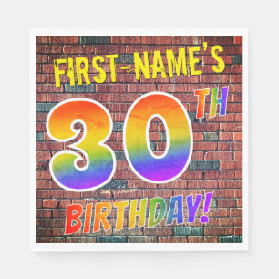 Graffiti Rainbow Look 30TH BIRTHDAY! + Custom Name Napkin