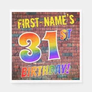 Graffiti Rainbow Look 31ST BIRTHDAY! + Custom Name Napkin