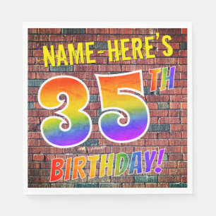 Graffiti Rainbow Look 35TH BIRTHDAY! + Custom Name Napkin